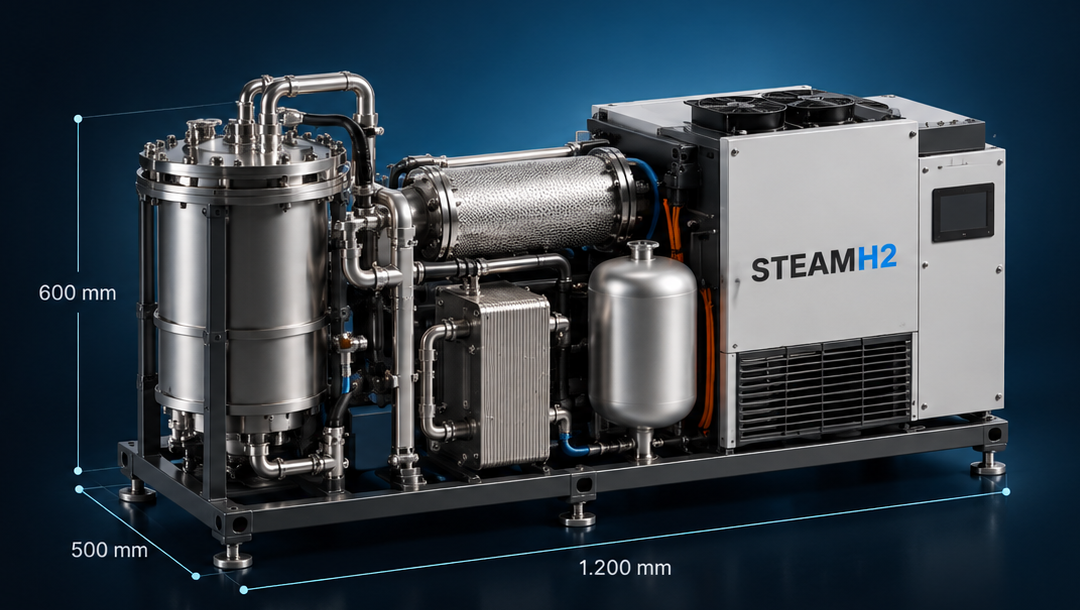 Rappresentazione concettuale del sistema compatto STEAMH2 per cogenerazione
